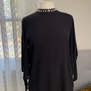 H&M beaded black blouse